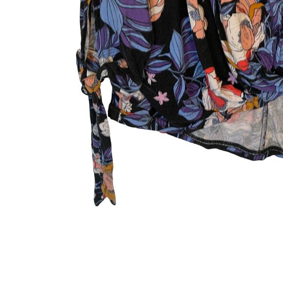 Free People Keepin On Top Womens Size XS Black Multicolor Floral Oversized Boho - Picture 7 of 13